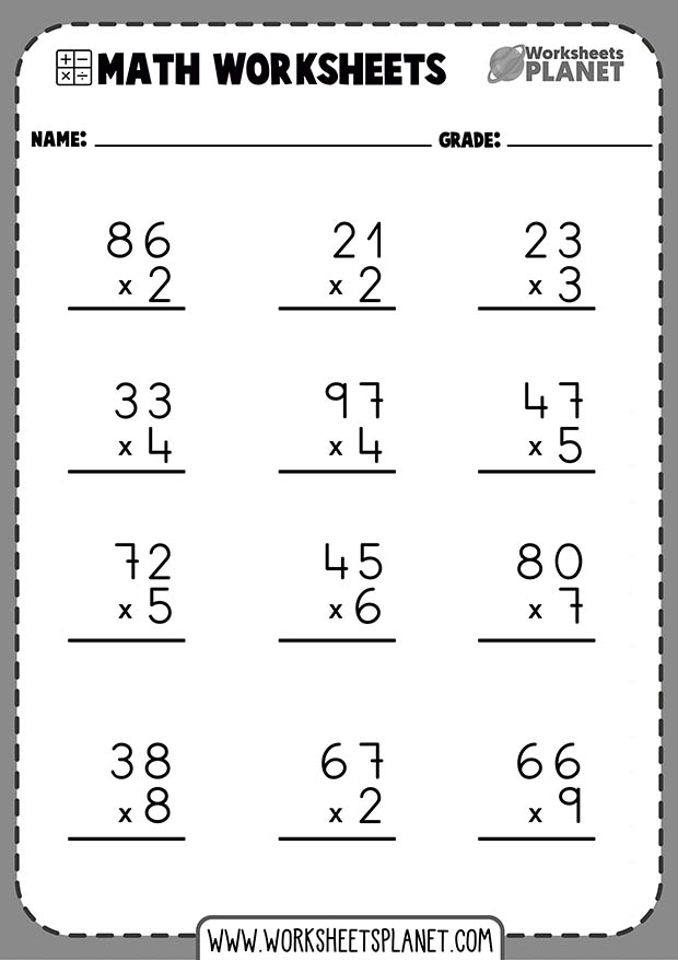 1 And 2 Digit Multiplication Worksheets Free Printable 1 And 2 Digit Multiplication Worksheets Free Printable