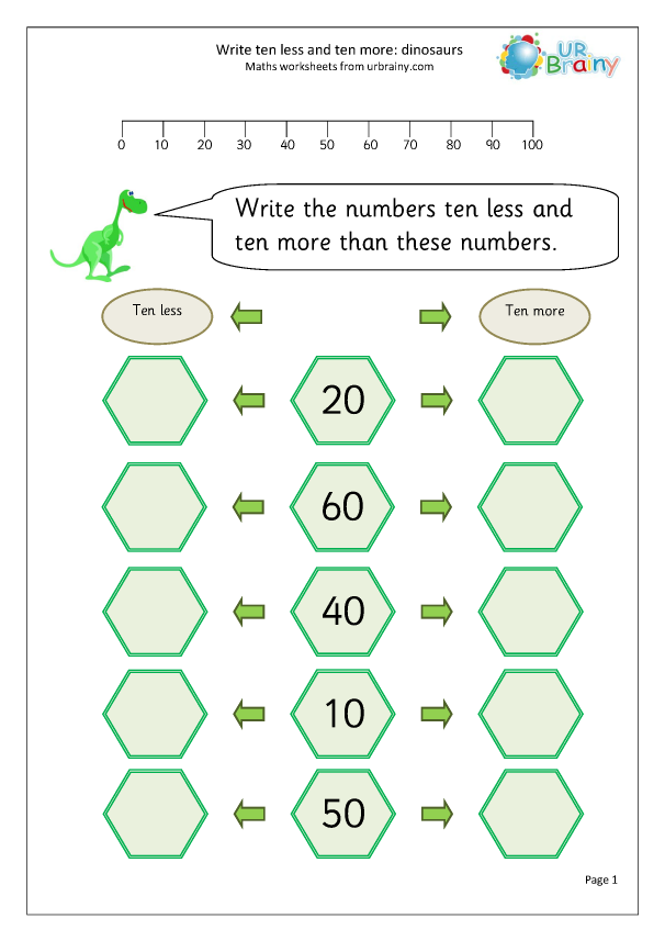 10 more 10 less worksheets
