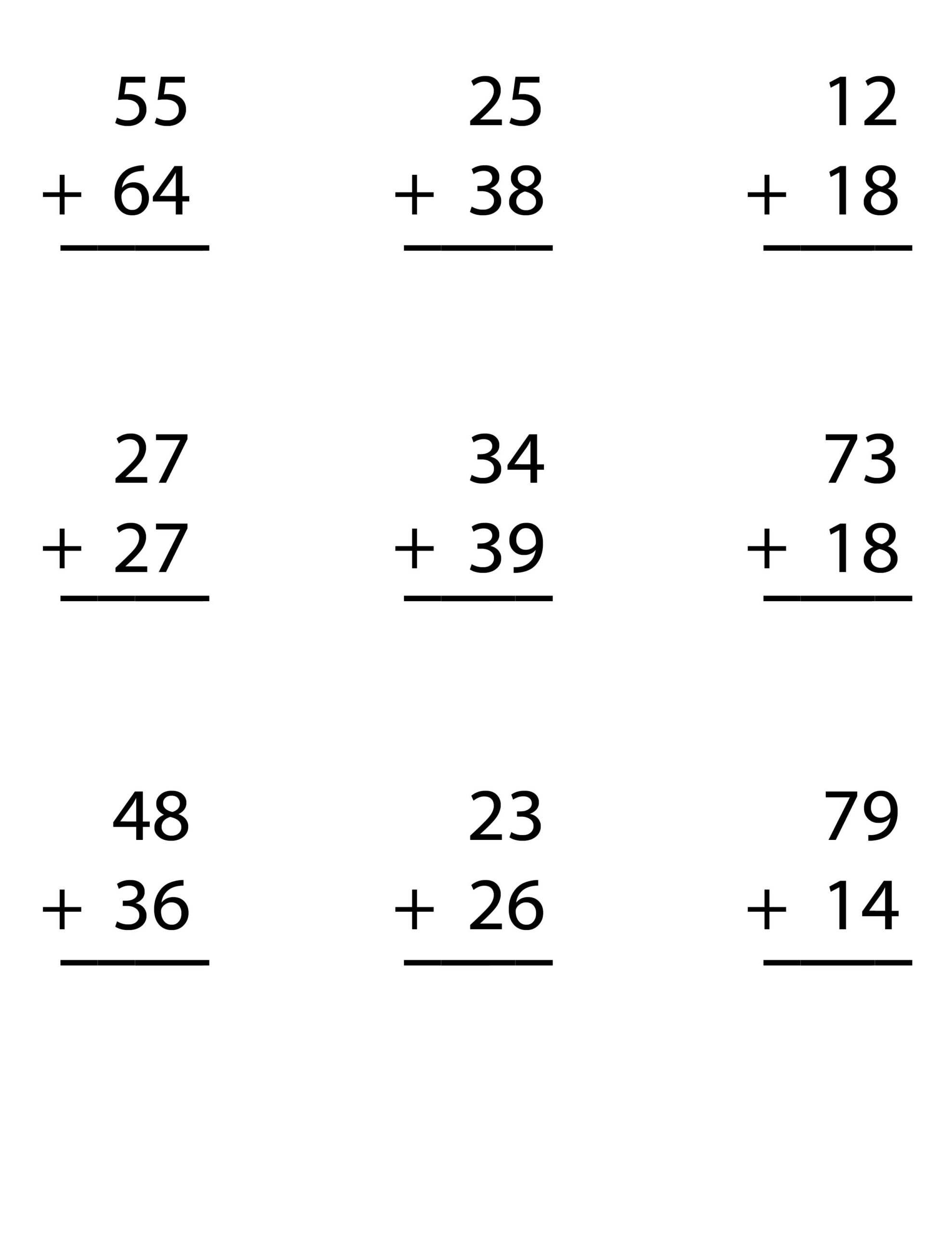 10 Printable Two Digit Addition Worksheets Double Digit Addition 