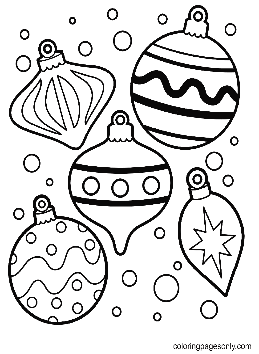 100 Christmas Ornaments Coloring Pages ColoringPagesOnly