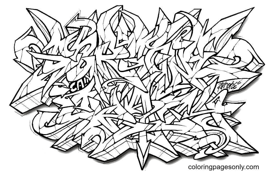 100 Graffiti Coloring Pages ColoringPagesOnly