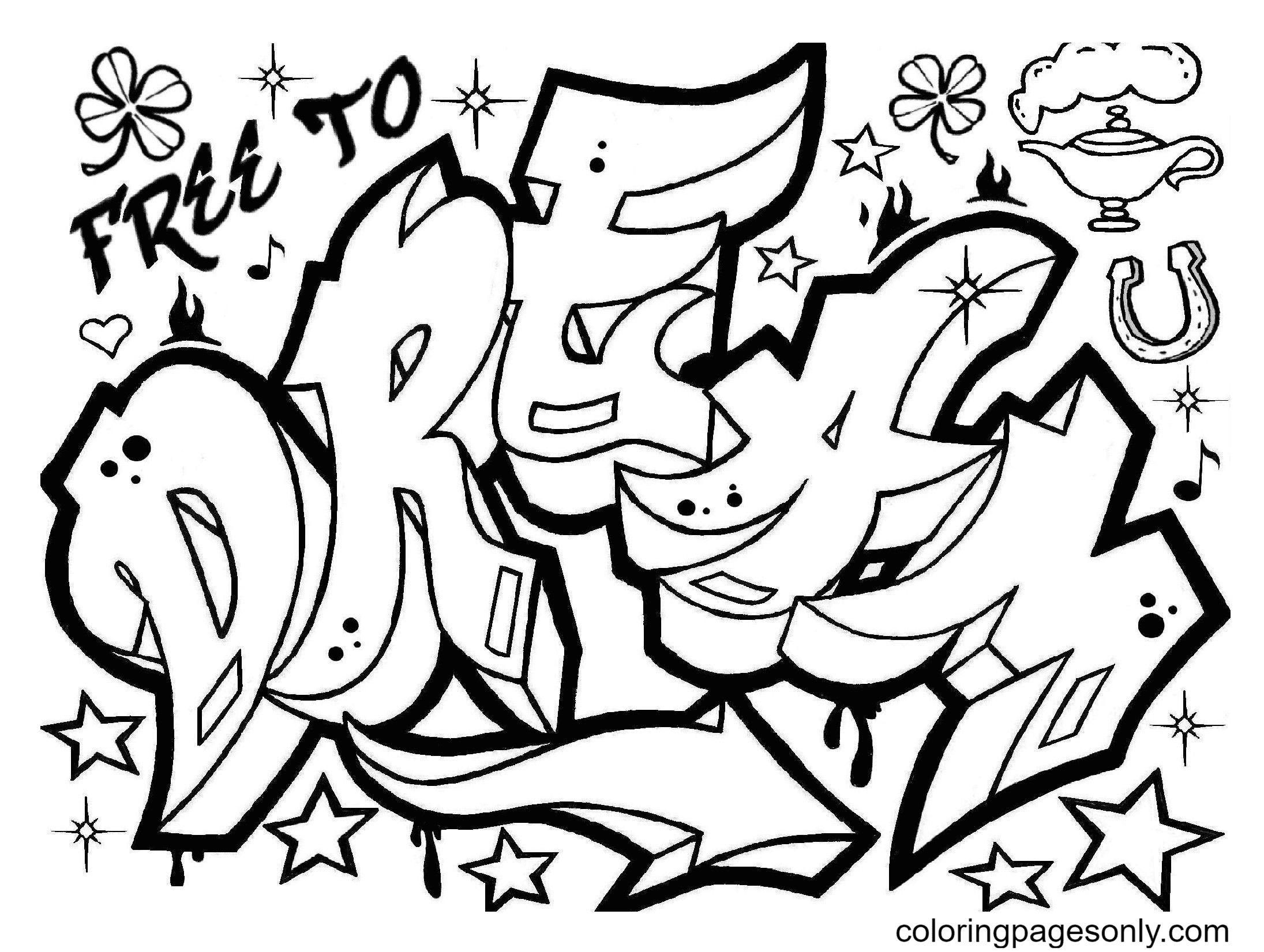 100 Graffiti Coloring Pages ColoringPagesOnly