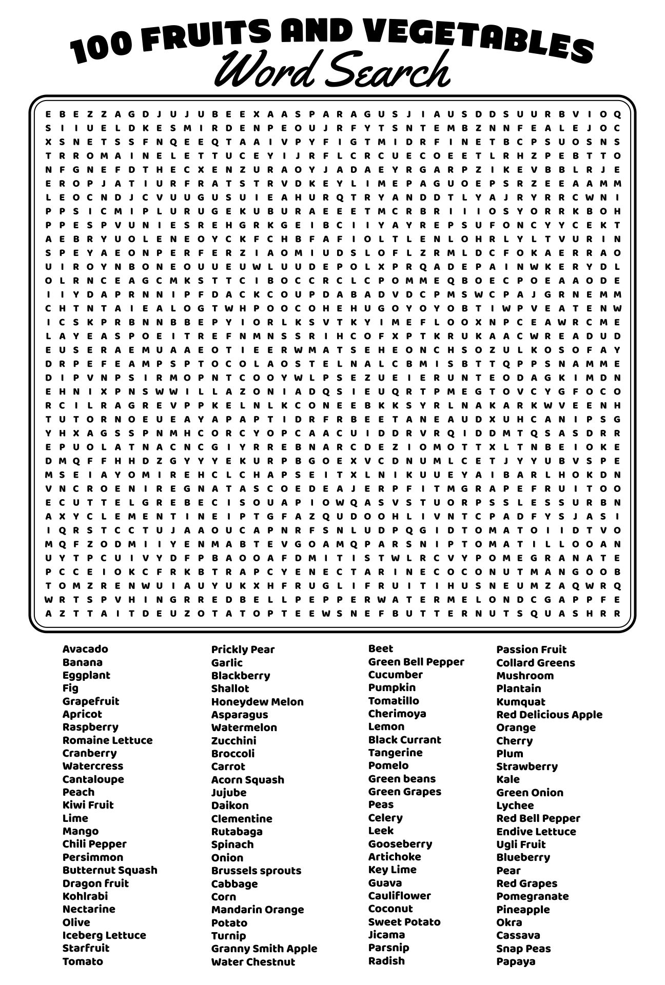 100 Word Printable Word Search 100 Word Printable Word Search