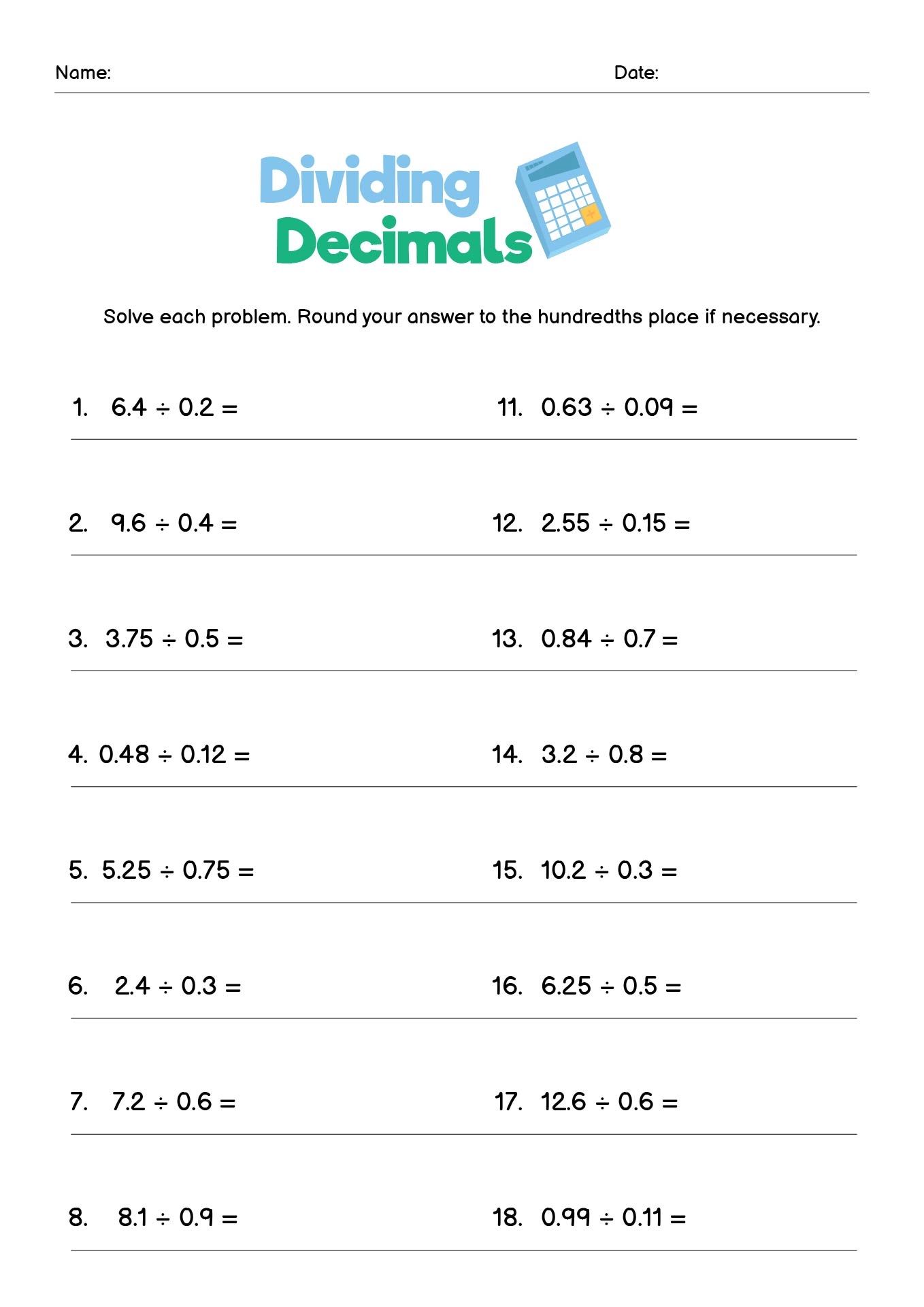 11 Dividing Decimals Worksheet Free PDF At Worksheeto