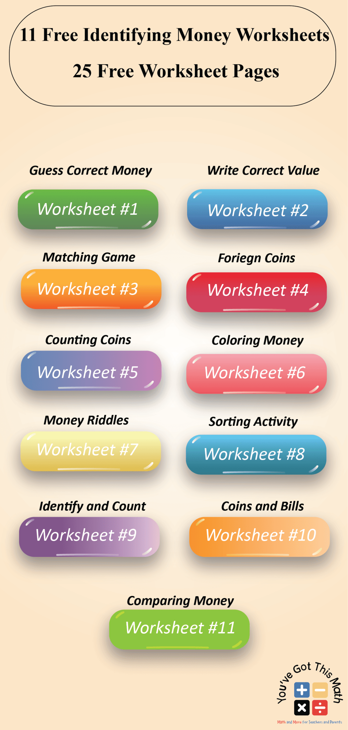 identifying money worksheets