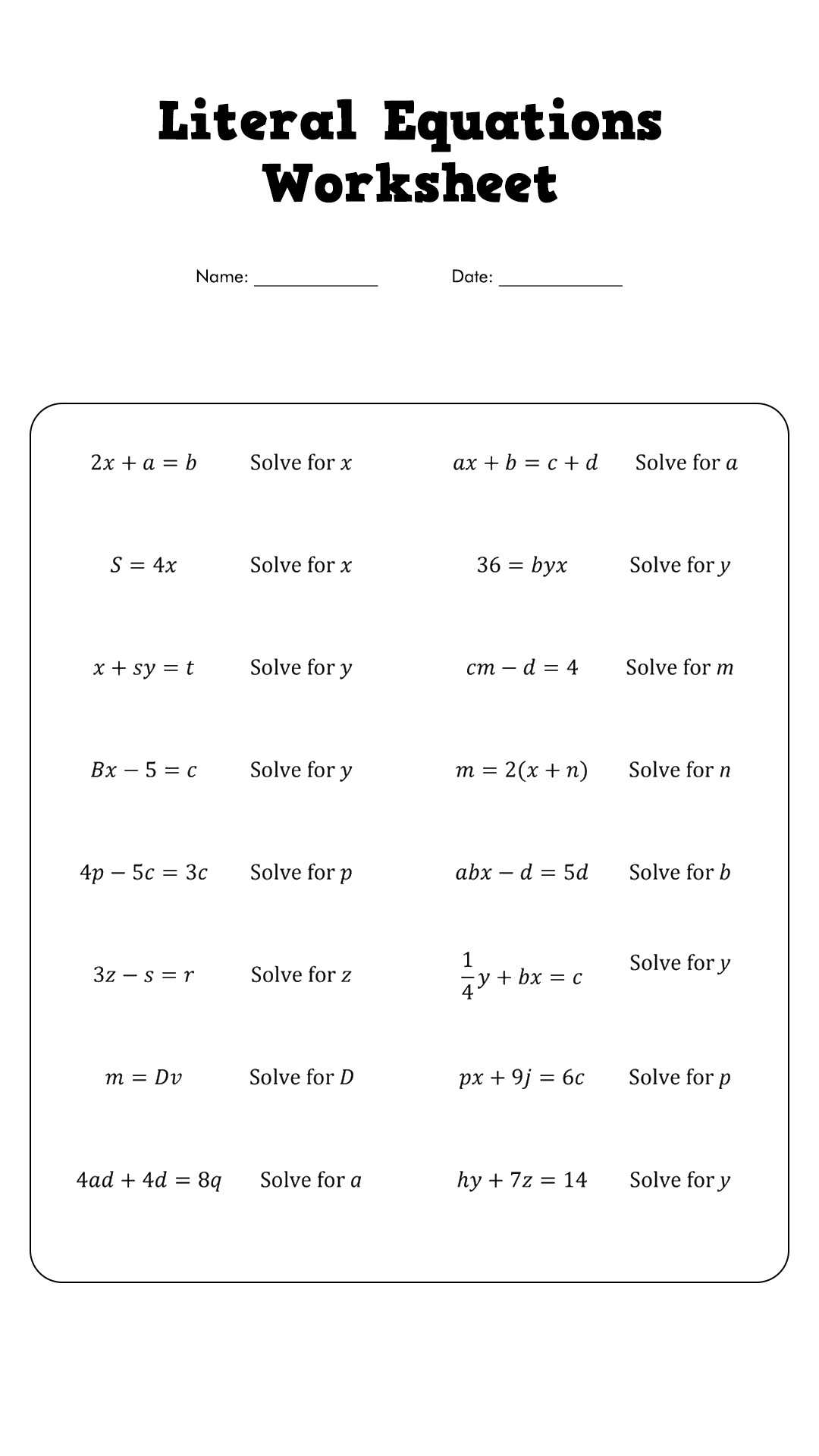 11 Solve Two Step Equations Printable Worksheet Free PDF At 