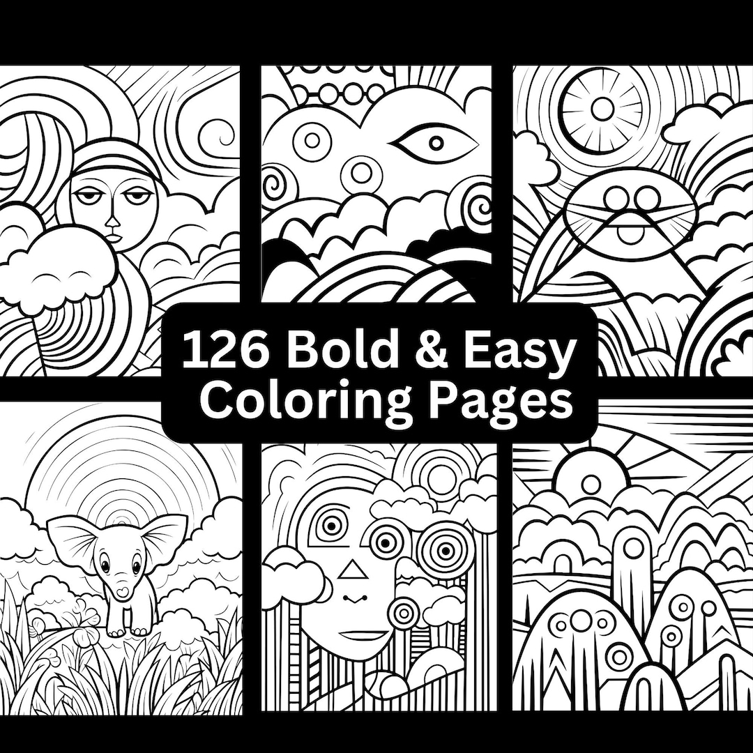 126 Bold Easy Coloring Pages Printable Instant Digital Download 