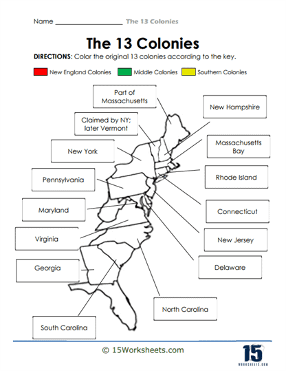 13 Colonies Worksheets 15 Worksheets