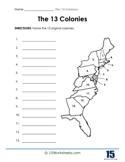 13 Colonies Worksheets 15 Worksheets
