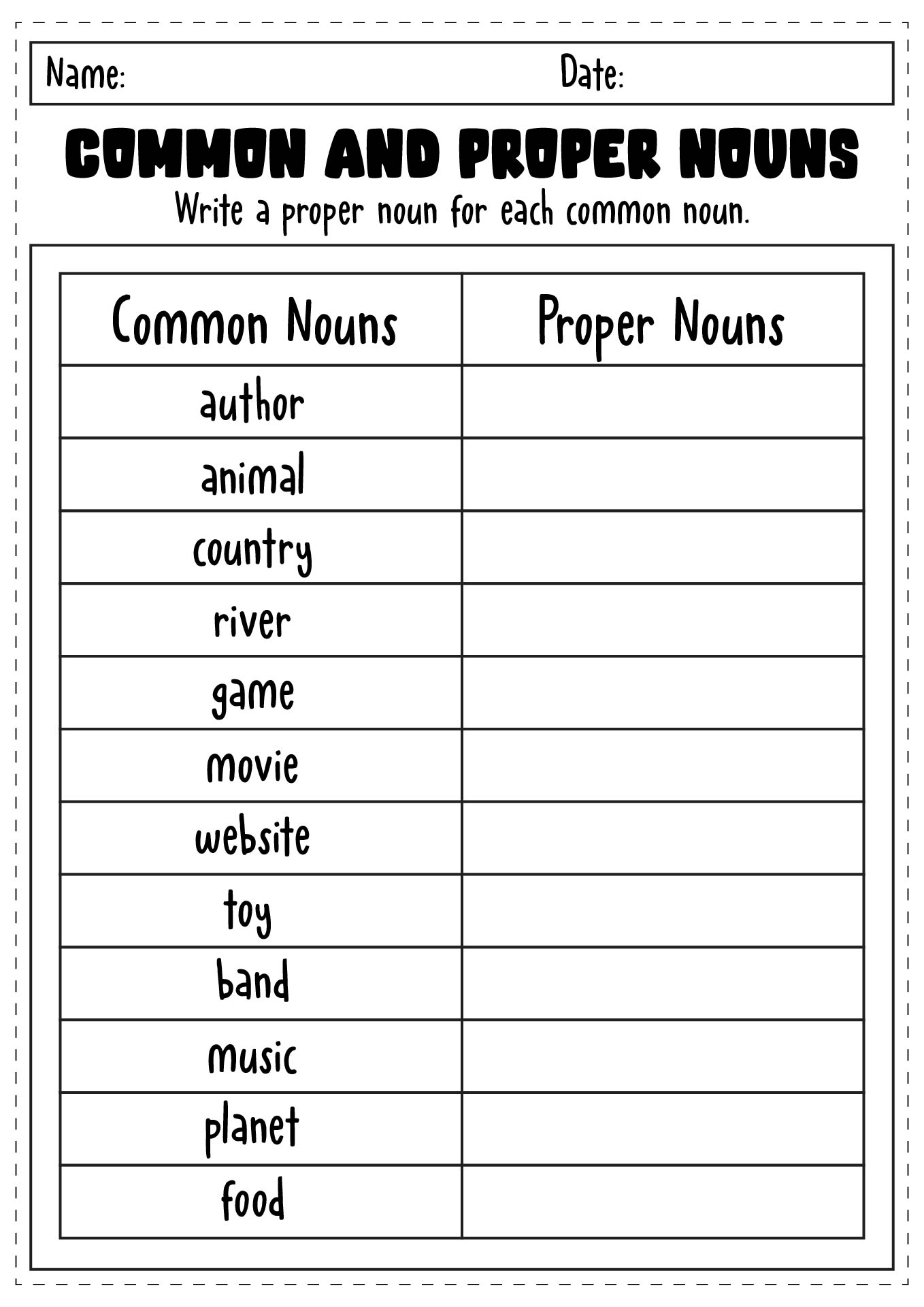 13 Common And Proper Nouns Worksheets Free PDF At Worksheeto