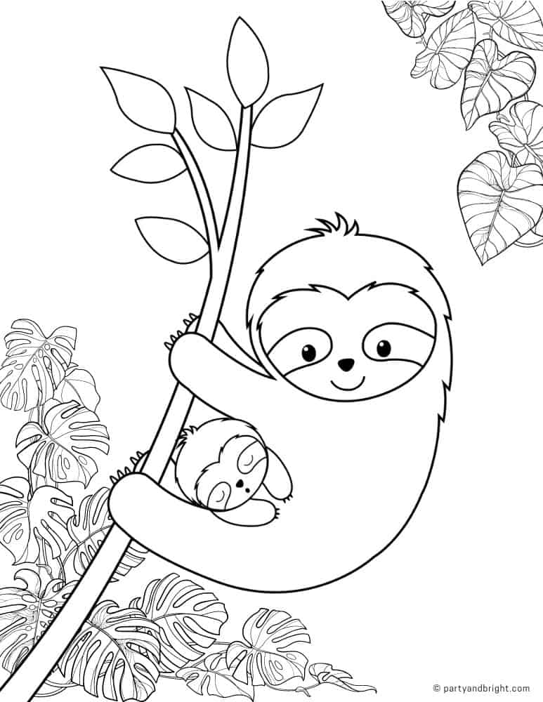 13 Cute Sloth Coloring Pages Printable Activities Party Bright 13 Cute Sloth Coloring Pages Printable Activities Party Bright