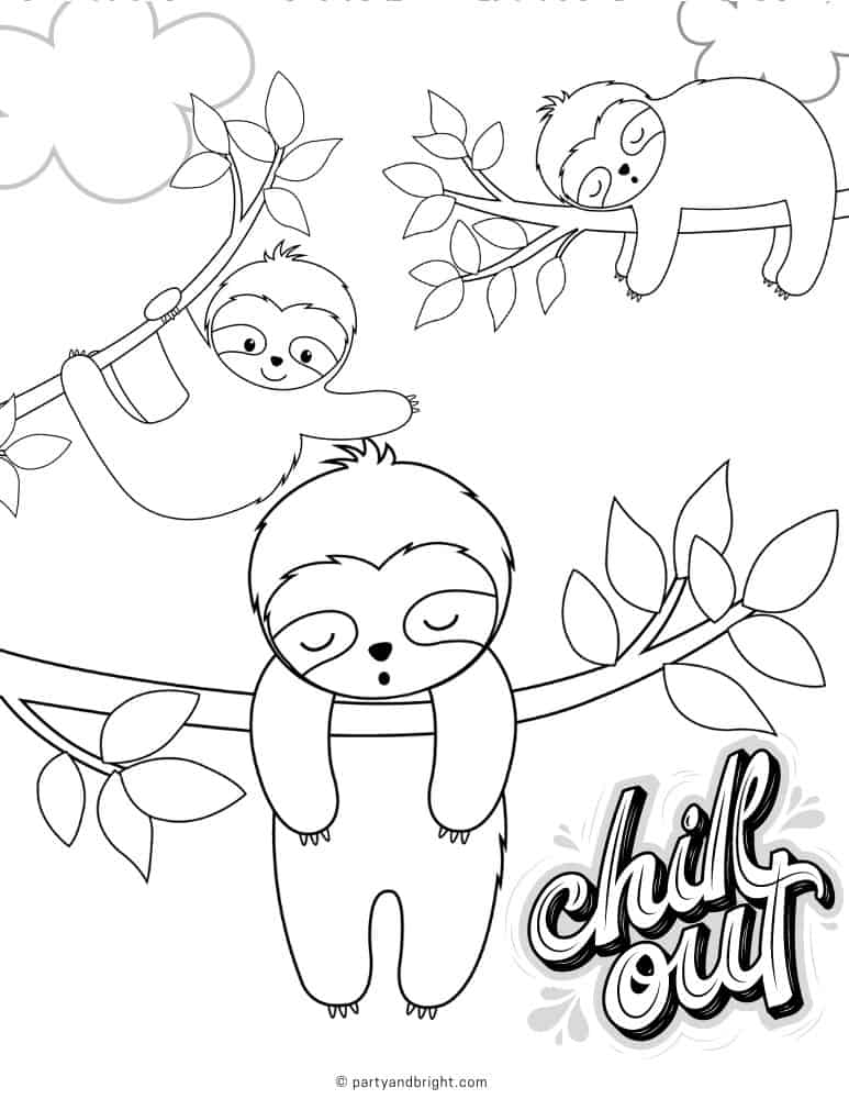 13 Cute Sloth Coloring Pages Printable Activities Party Bright 13 Cute Sloth Coloring Pages Printable Activities Party Bright
