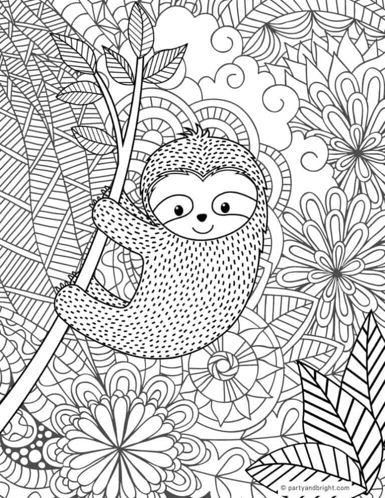13 Cute Sloth Coloring Pages Printable Activities Party Bright 13 Cute Sloth Coloring Pages Printable Activities Party Bright