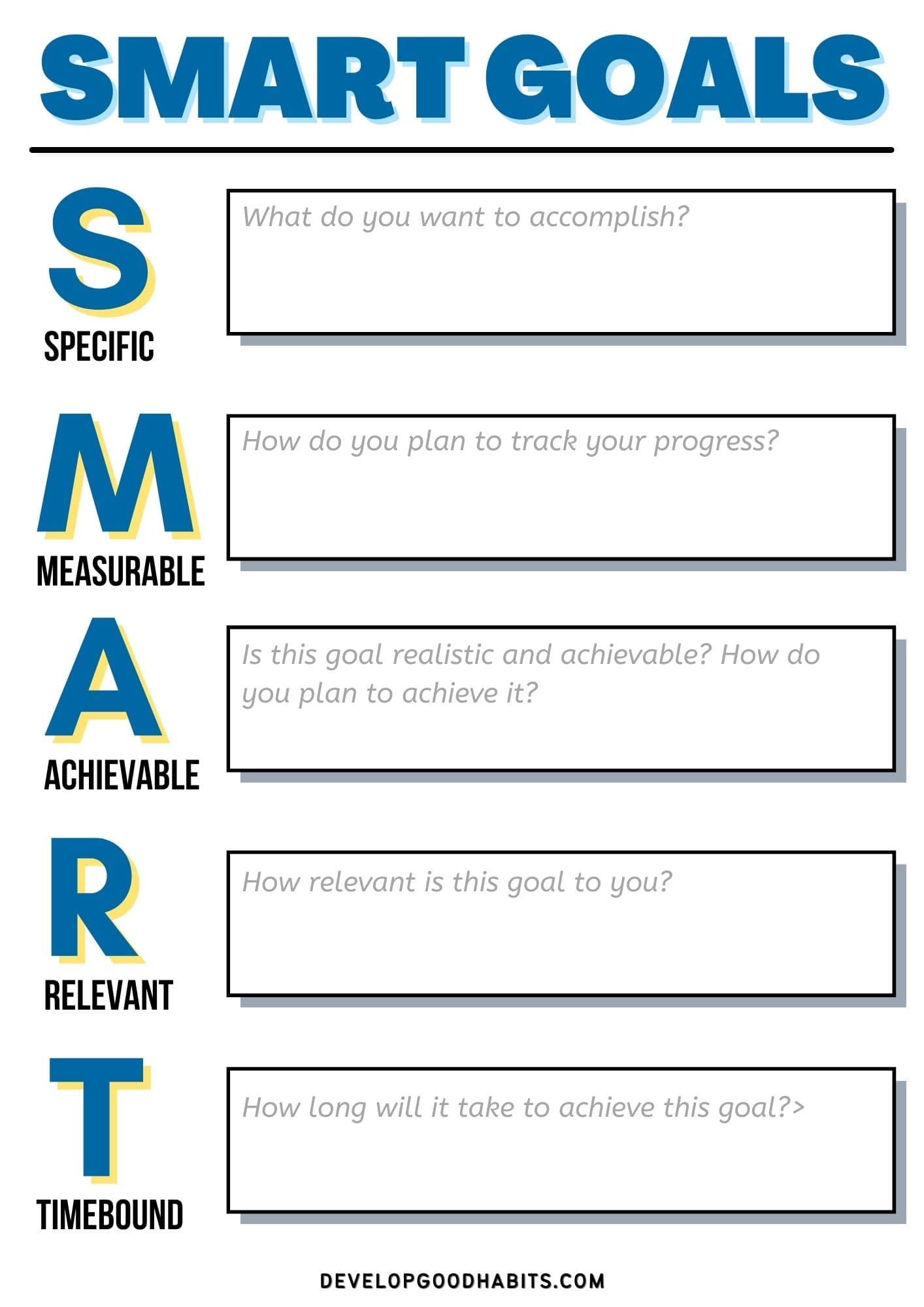 13 Free Printable SMART Goals Worksheets For 2026 Develop Good Habits
