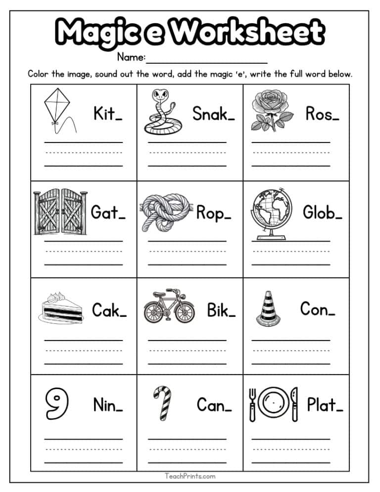 13 Magic E Worksheets Free PDF Printables Teach Prints 13 Magic E Worksheets Free PDF Printables Teach Prints