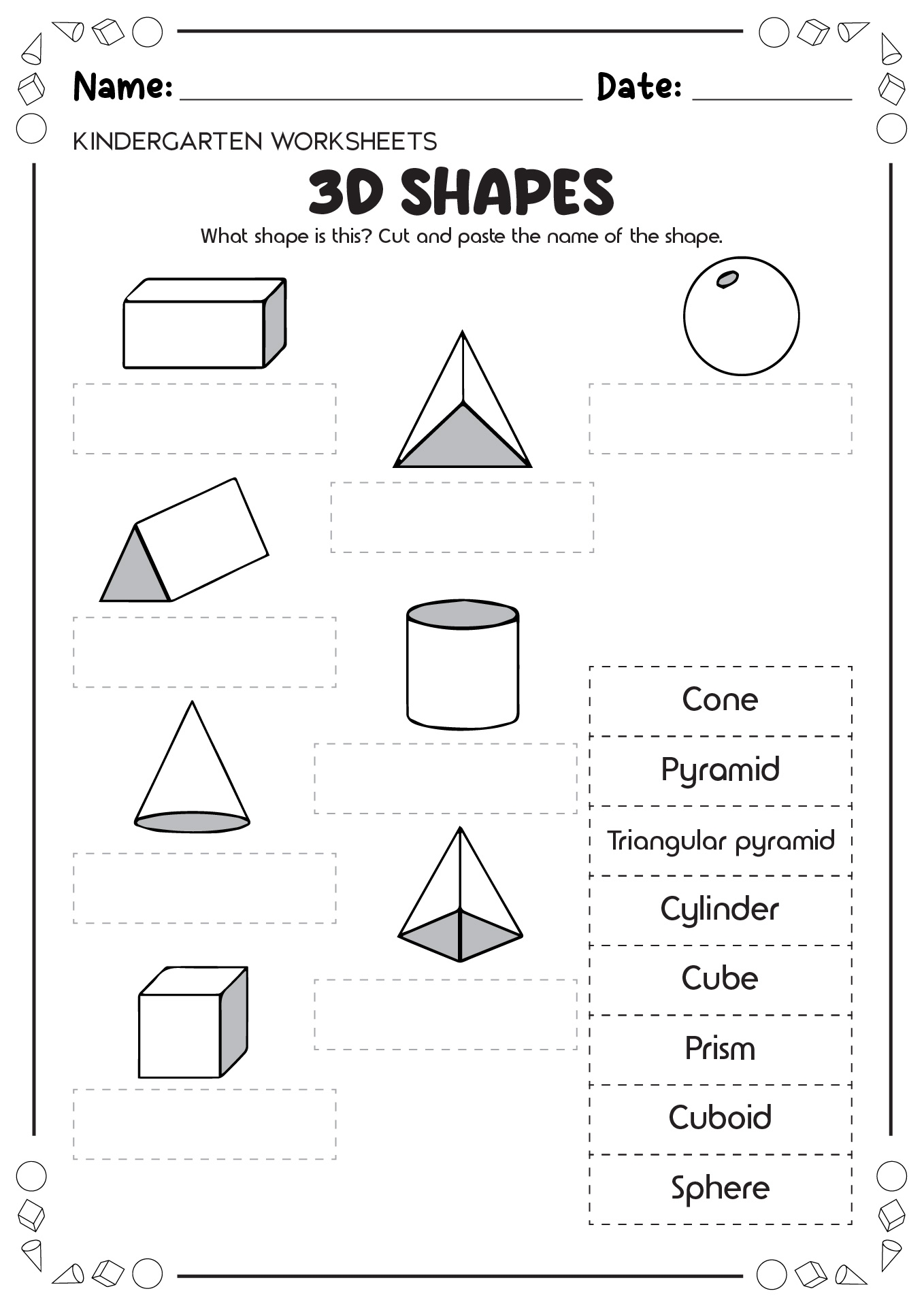 14 3D Shapes Worksheets Printables Kindergarten Free PDF At 14 3D Shapes Worksheets Printables Kindergarten Free PDF At