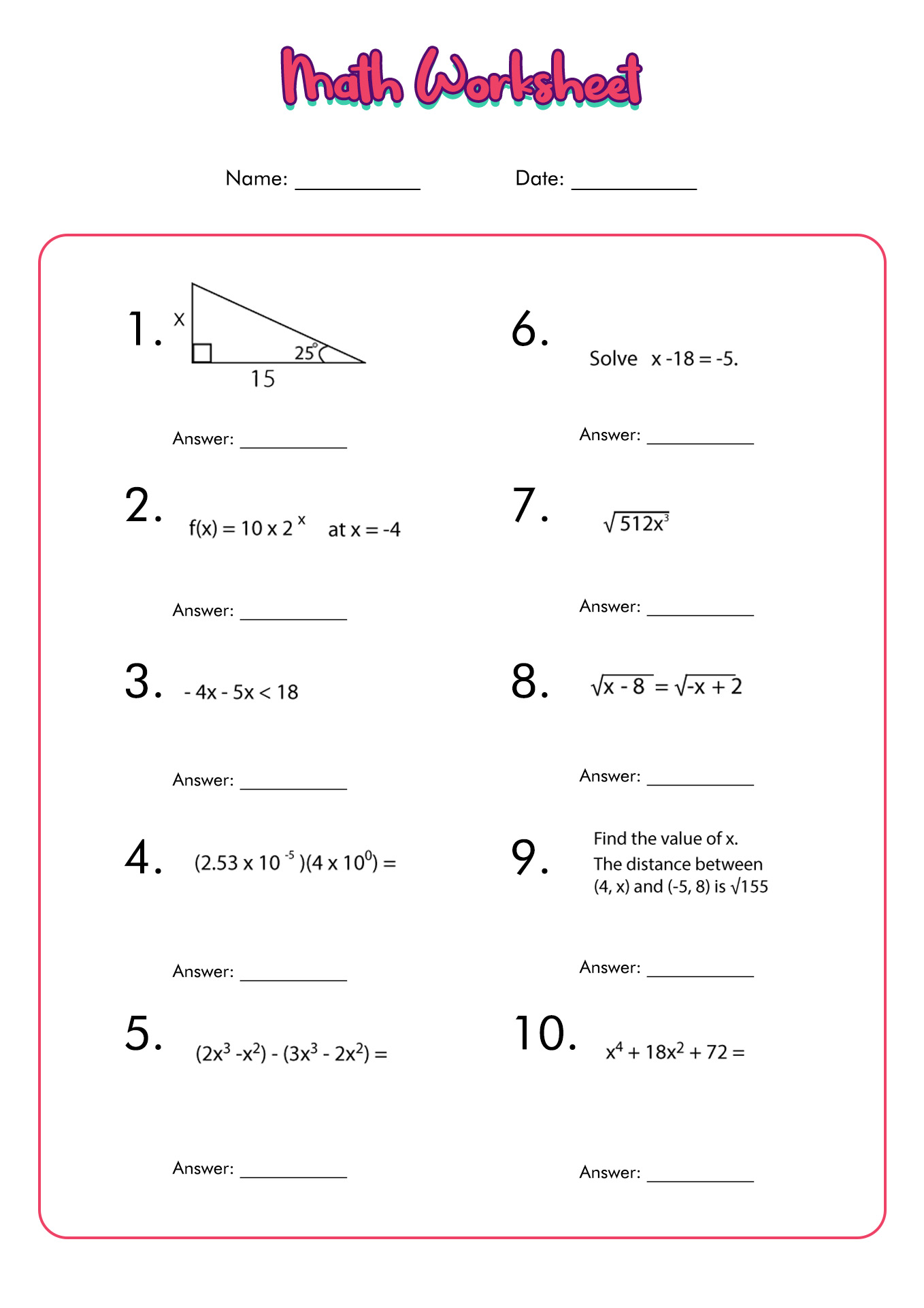 14 Printable Math Worksheets Free PDF At Worksheeto 14 Printable Math Worksheets Free PDF At Worksheeto
