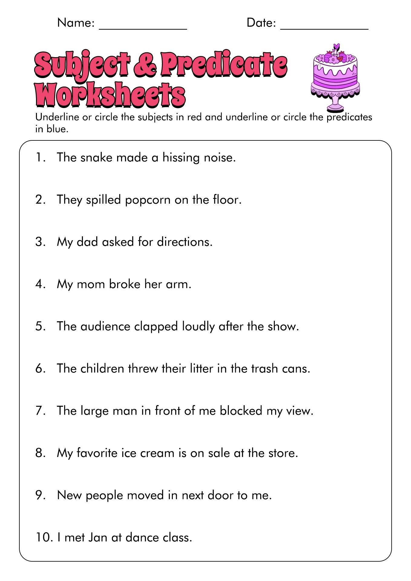 16 Subject And Predicate Worksheets Artofit
