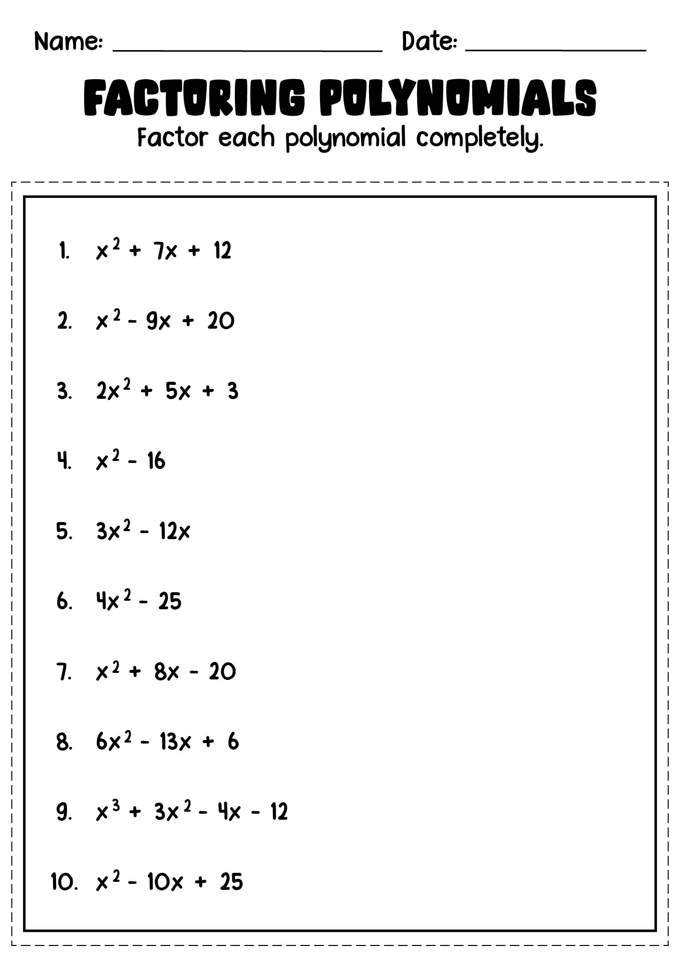 17 Polynomial Worksheets Printable Free PDF At Worksheeto 17 Polynomial Worksheets Printable Free PDF At Worksheeto