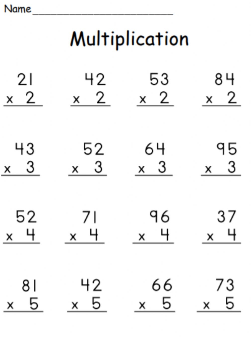 2 Digit X 1 Digit Multiplication Worksheets Free Printable 2 Digit X 1 Digit Multiplication Worksheets Free Printable