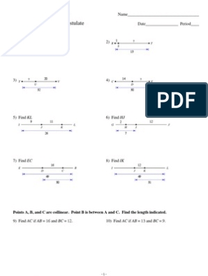 2 Segment Addition Postulate PDF Line Geometry Worksheets 