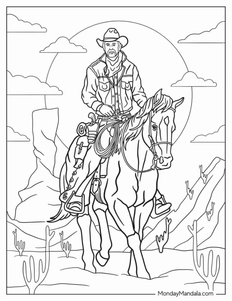 20 Cowboy Coloring Pages Free PDF Printables 