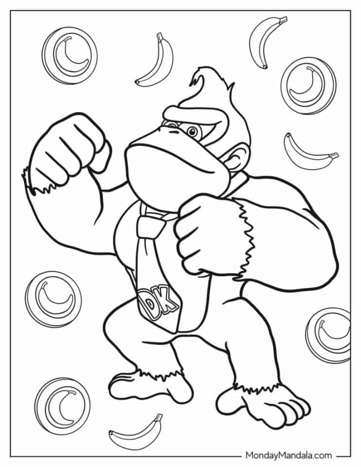 20 Donkey Kong Coloring Pages Free PDF Printables 