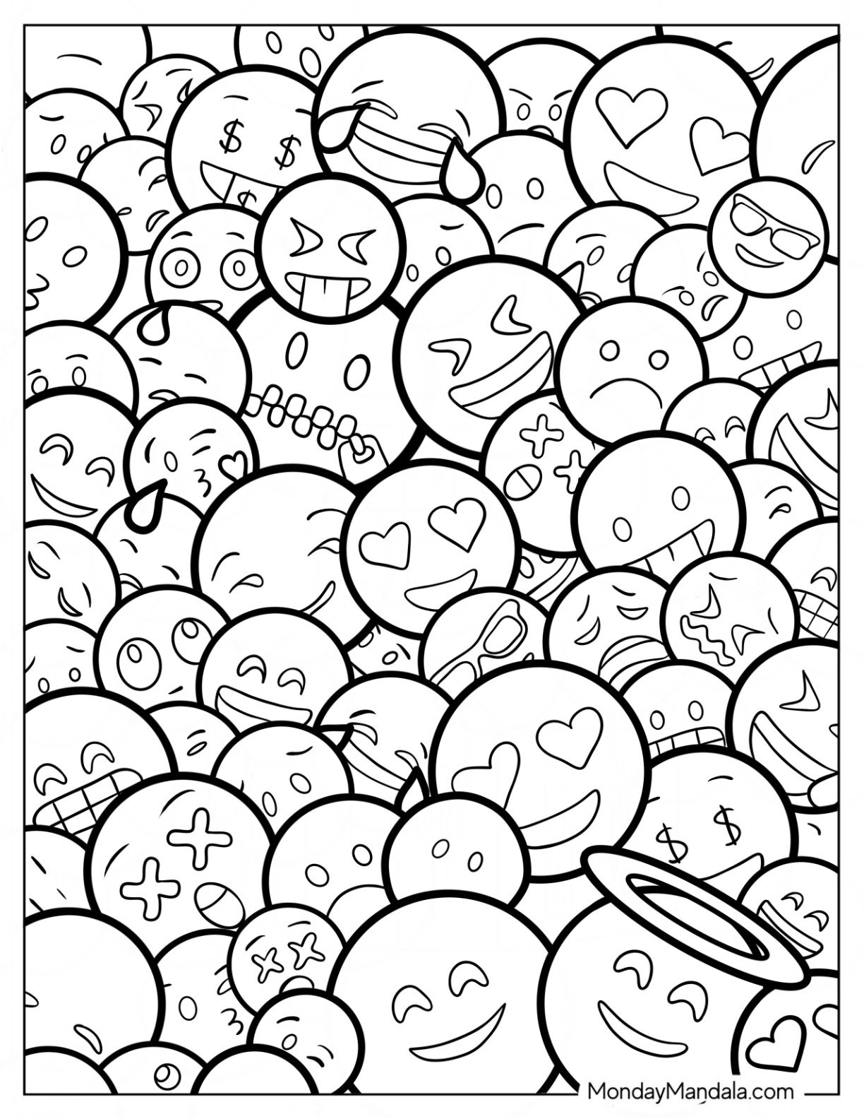 20 Emoji Coloring Pages Free PDF Printables 