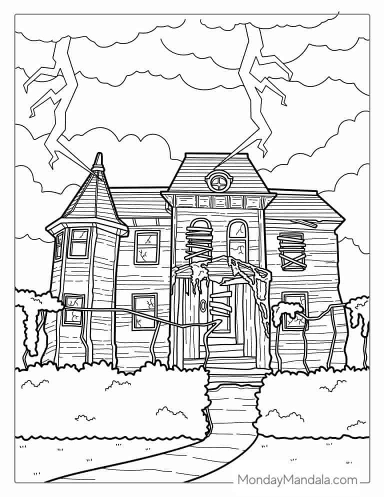 20 Haunted House Coloring Pages Free PDF Printables 