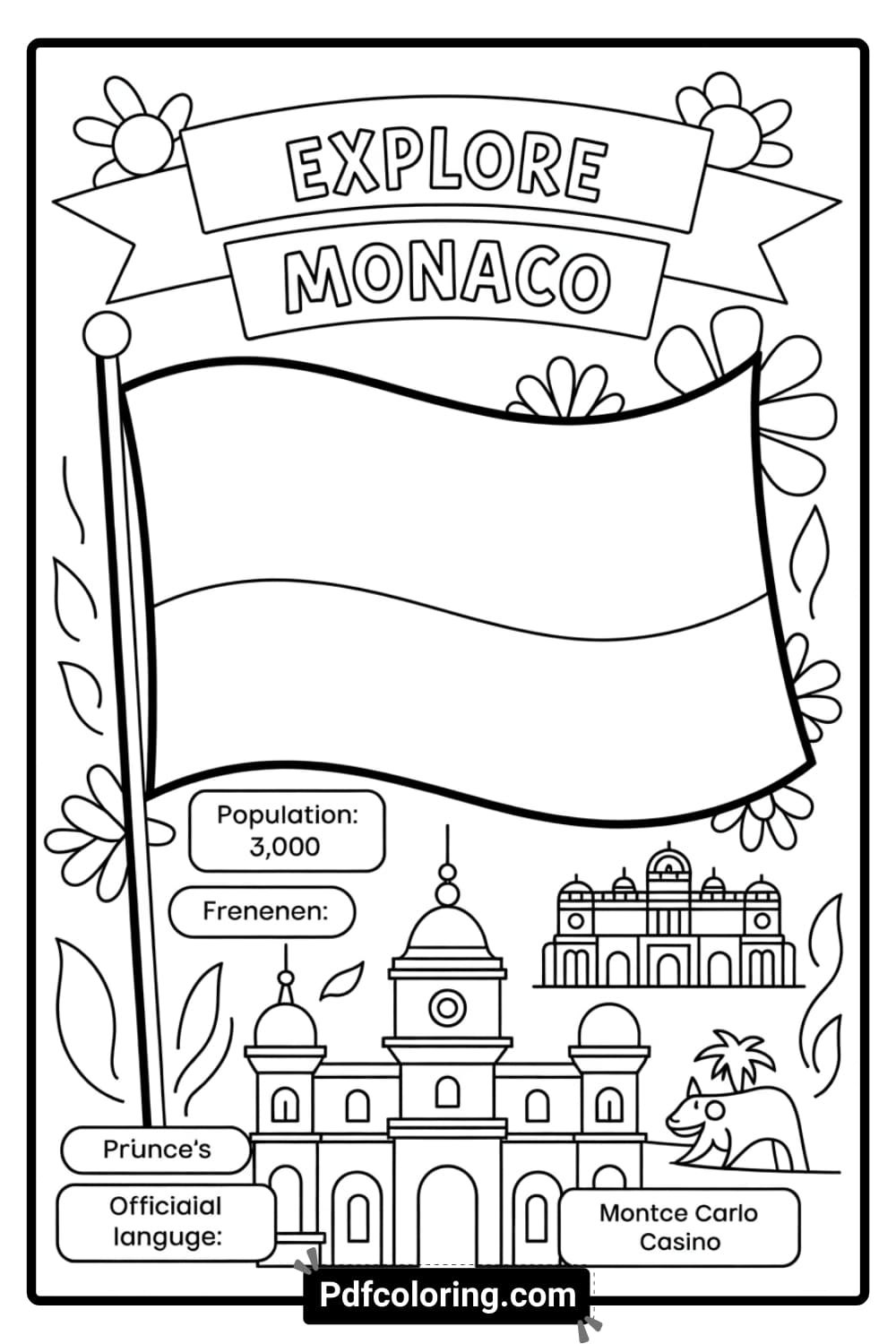 20 Monaco Flag Coloring Pages Free Download Print 20 Monaco Flag Coloring Pages Free Download Print