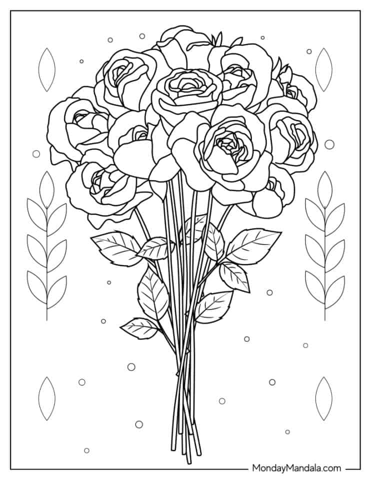 20 Rose Coloring Pages Free PDF Printables 