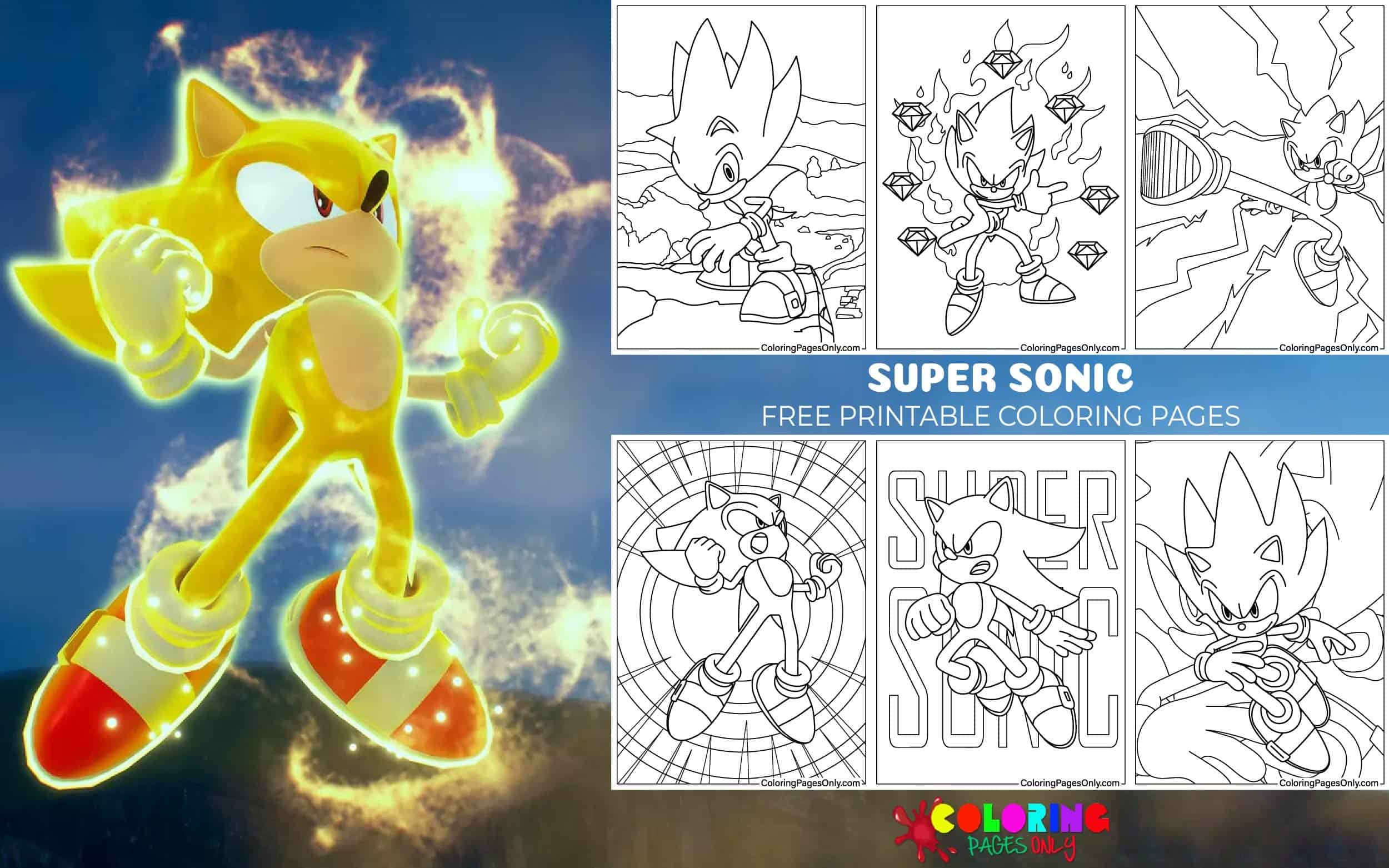 20 Super Sonic Coloring Pages Free Printable PDF Online Coloring 20 Super Sonic Coloring Pages Free Printable PDF Online Coloring