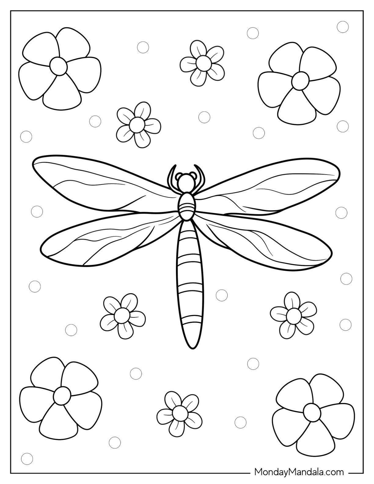 coloring page of a dragonfly