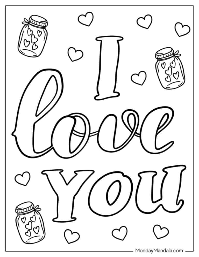 22 I Love You Coloring Pages Free PDF Printables 