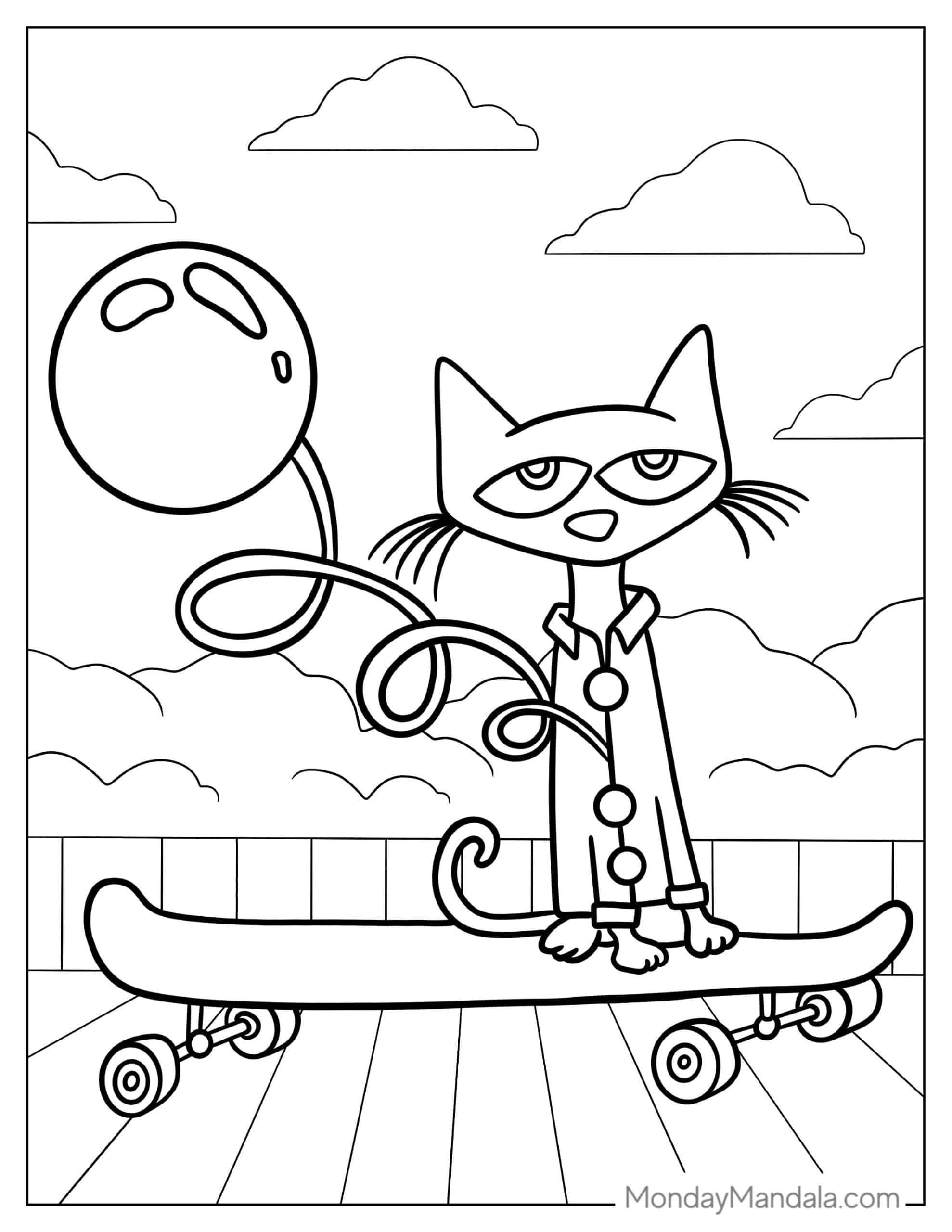 pete the cat coloring page