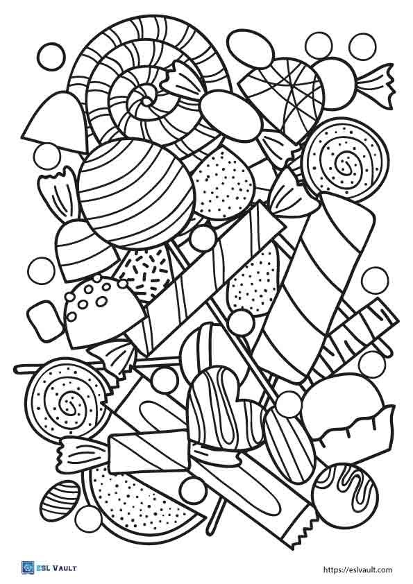 23 Free Candy Coloring Pages Printable PDF ESL Vault
