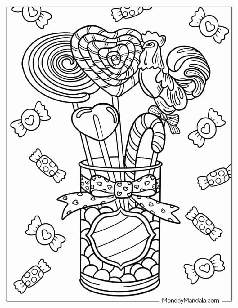 24 Candy Coloring Pages Free PDF Printables 