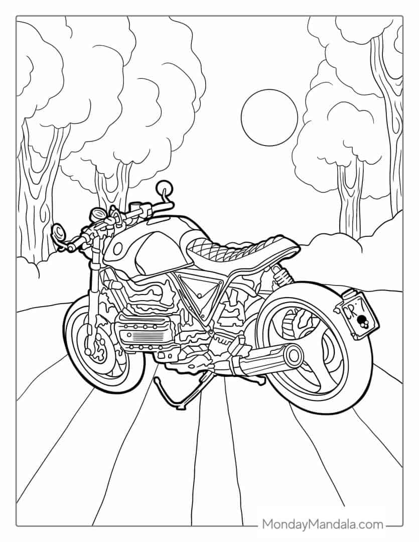 24 Motorcycle Coloring Pages Free PDF Printables 