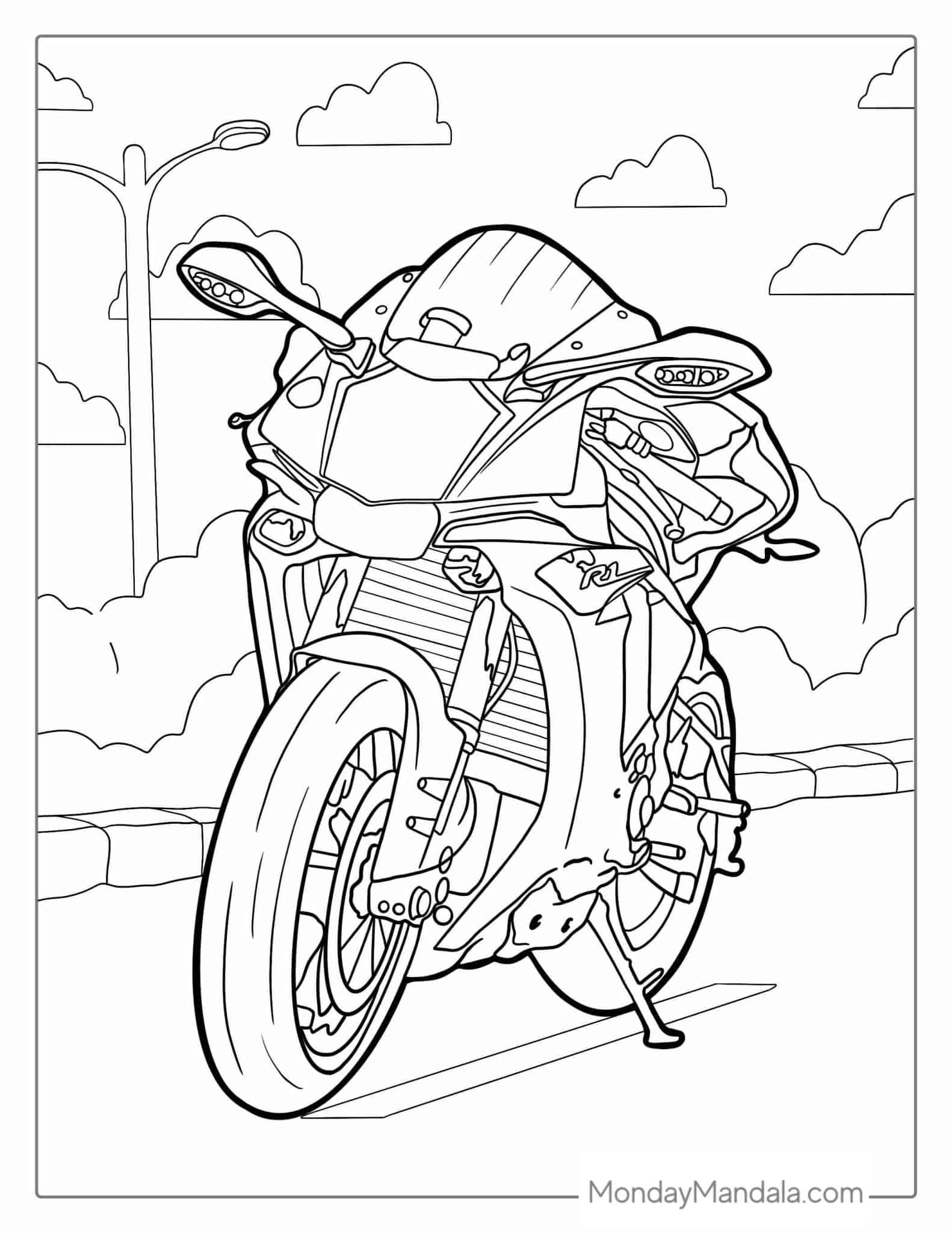 24 Motorcycle Coloring Pages Free PDF Printables 