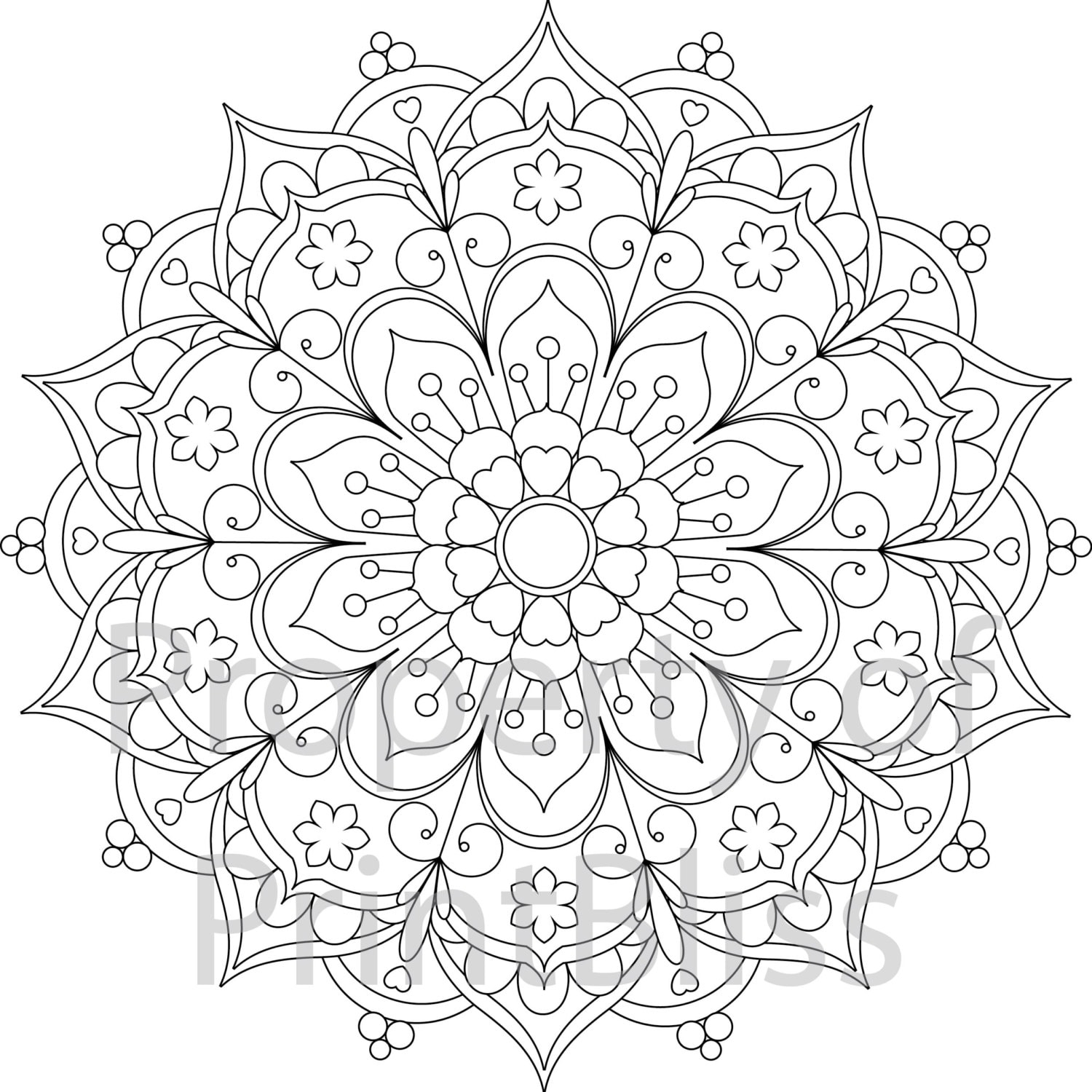 25 Flower Mandala Printable Coloring Page Etsy