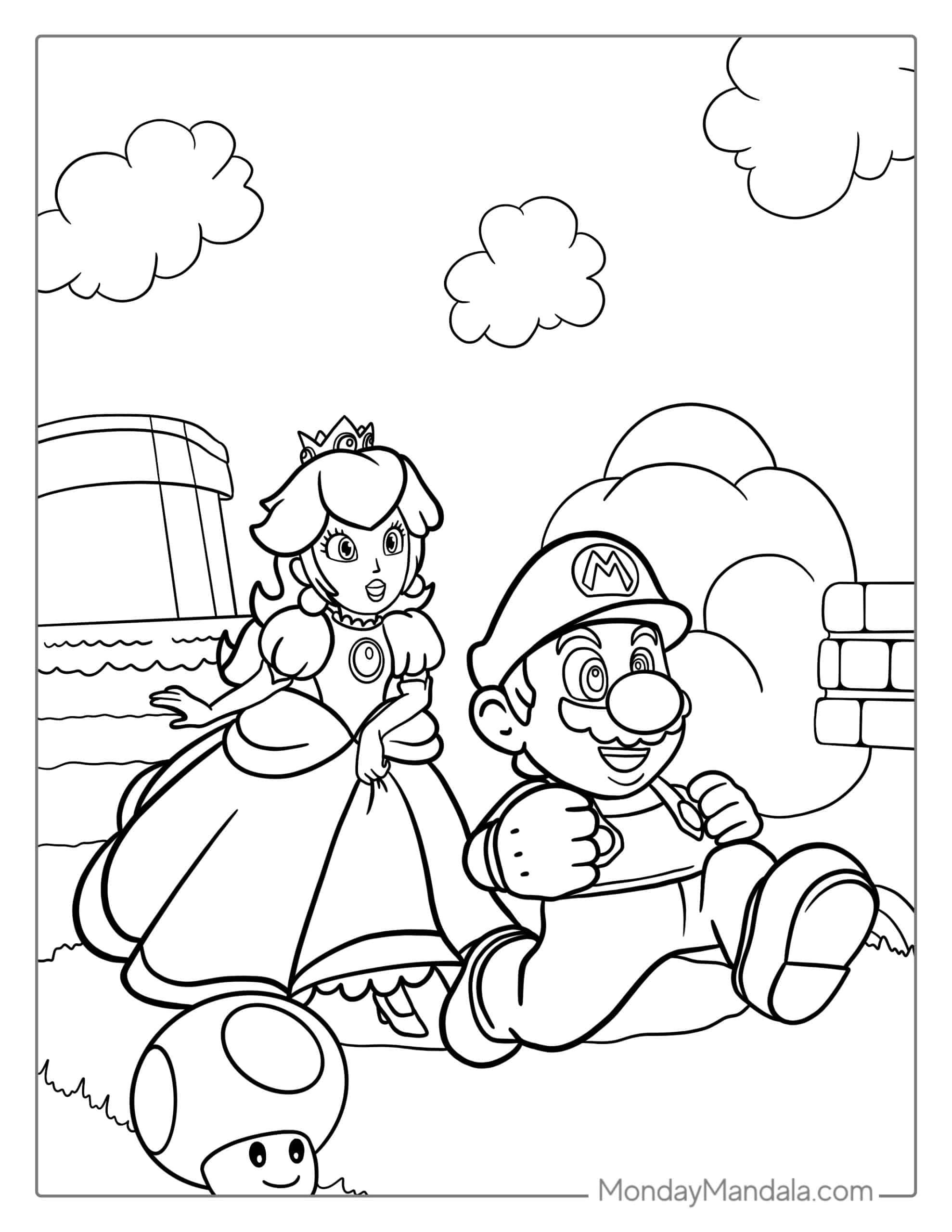coloring pages princess peach