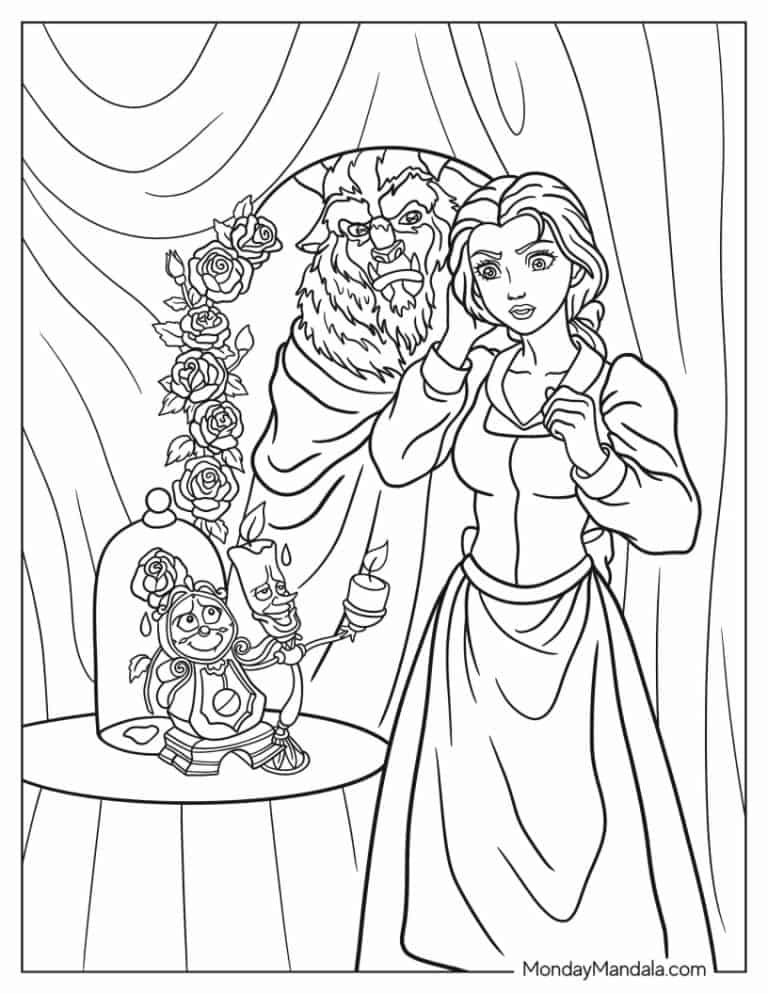 beauty and beast coloring pages