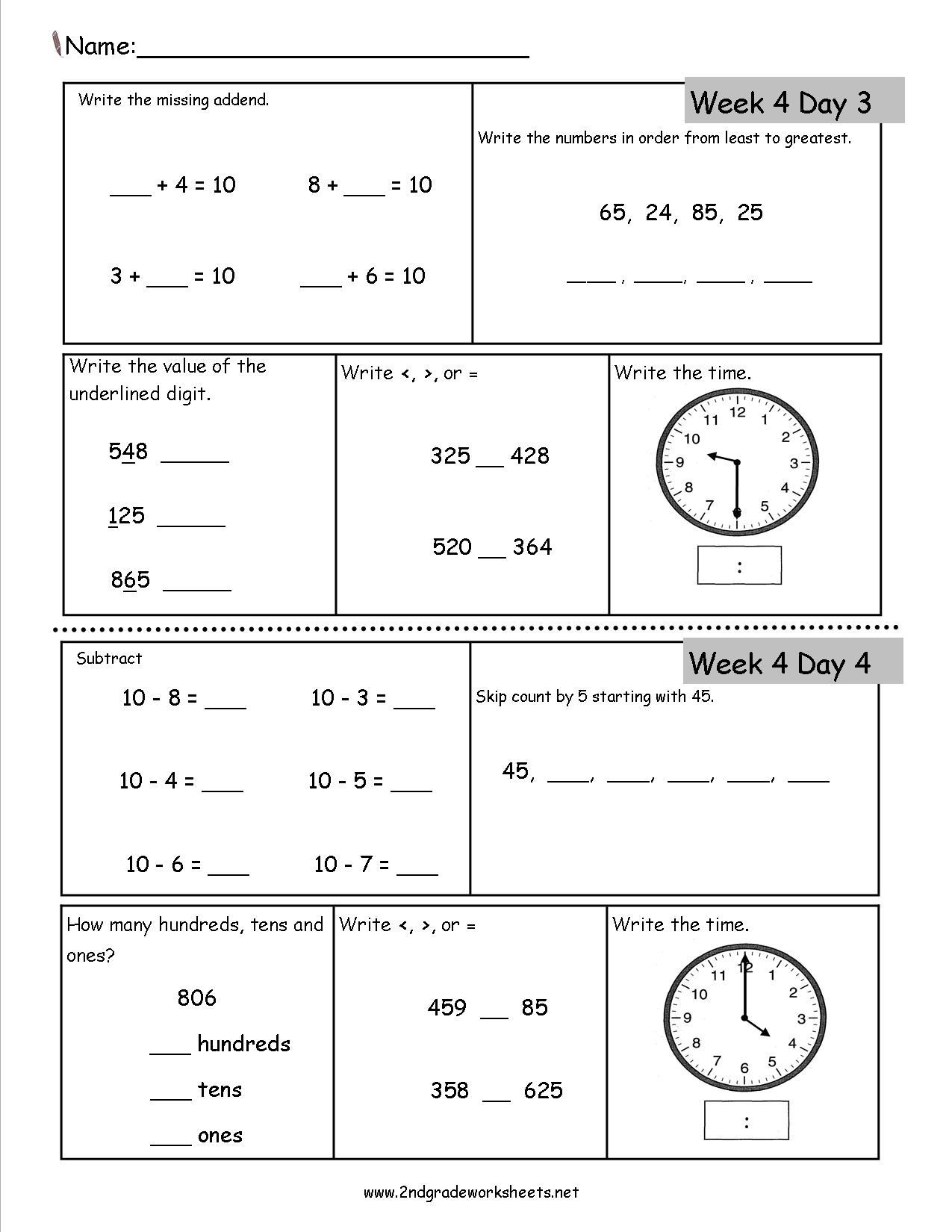 2nd Grade Daily Math Worksheets 2nd Grade Daily Math Worksheets