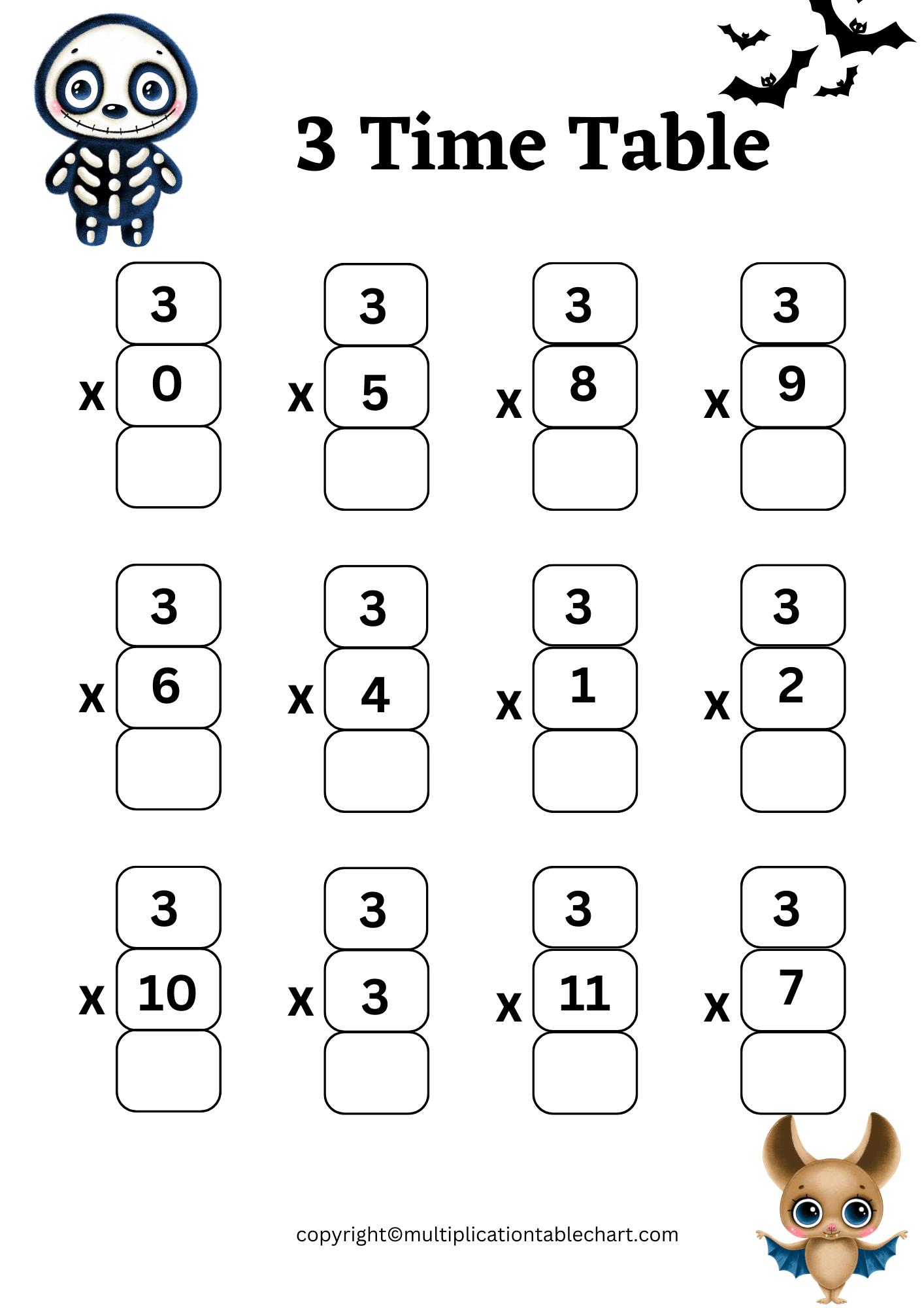3 Times Table Worksheet 3 Multiplication Table Free PDF