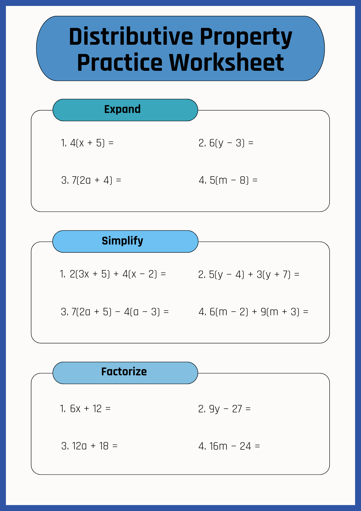 30 Distributive Property Worksheet Samples To Download