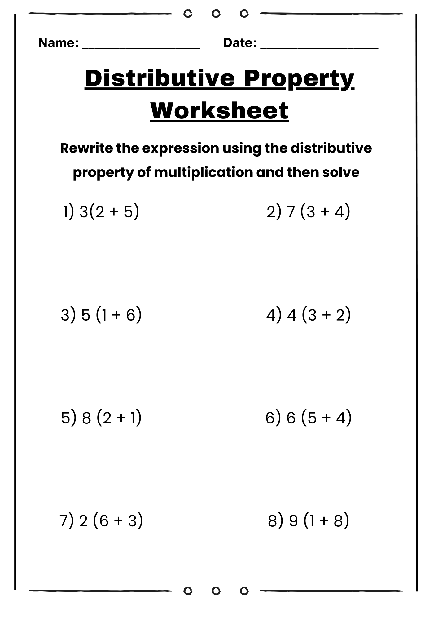 30 Distributive Property Worksheet Samples To Download