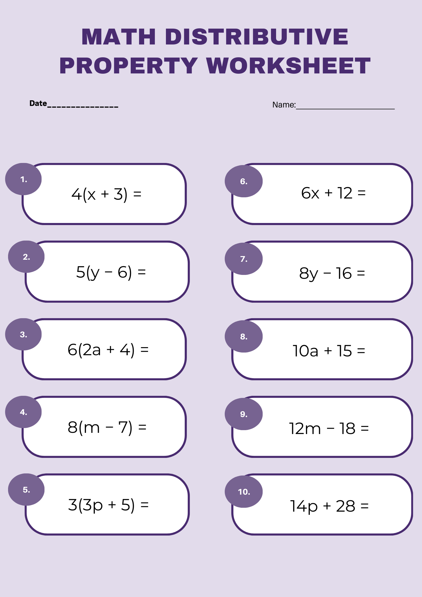 30 Distributive Property Worksheet Samples To Download