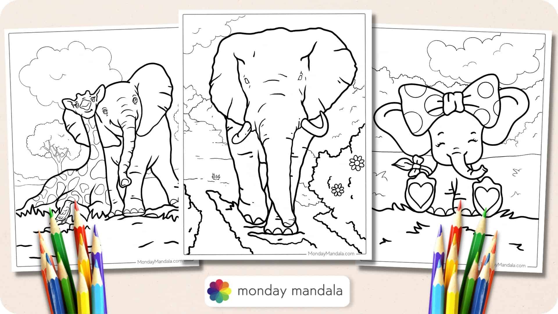 30 Elephant Coloring Pages Free PDF Printables 