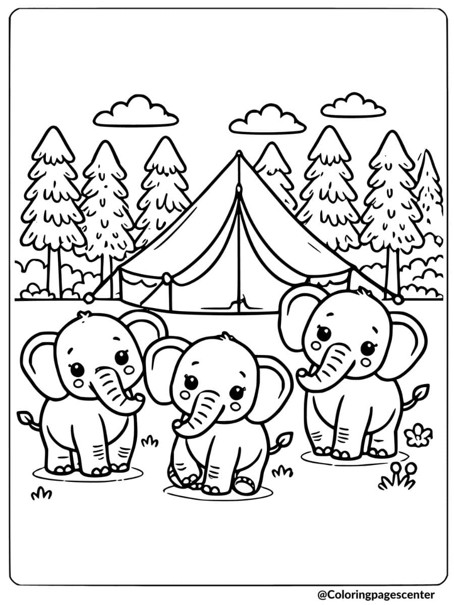 coloring book pages of elephants