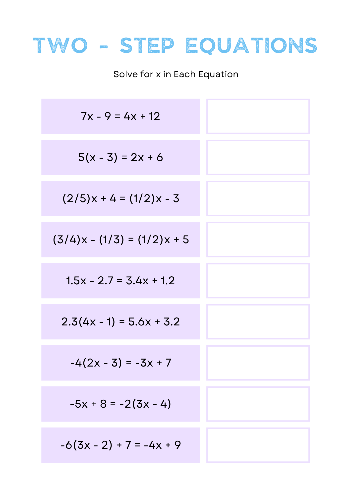 30 Two Step Equations Worksheet Samples To Download 30 Two Step Equations Worksheet Samples To Download